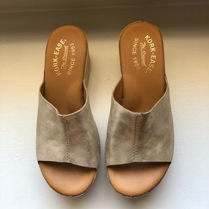 Kork-Ease shoes in soft gold.